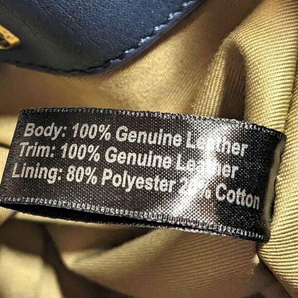 G.I.L.I. Large Blue Genuine Leather Drawstring Bucket/Tote Bag - Picture 9 of 13